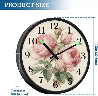 Lemon Yellow Night Light Wall Clock Light Up Luminous Non-Ticking Silent Battery Operated Clocks 12 Inch for Kitchen Home