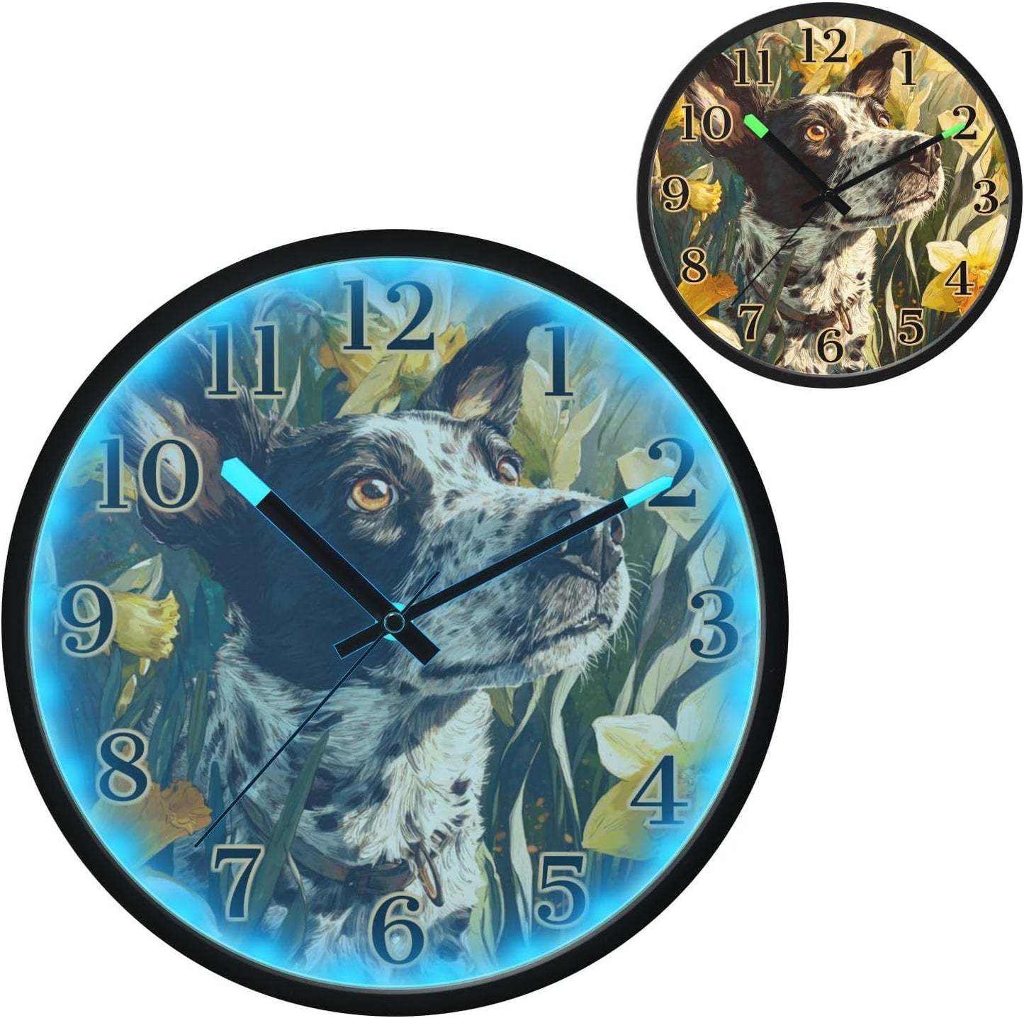 Lemon Yellow Night Light Wall Clock Light Up Luminous Non-Ticking Silent Battery Operated Clocks 12 Inch for Kitchen Home