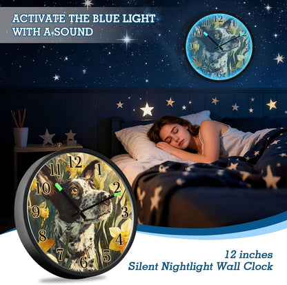 Lemon Yellow Night Light Wall Clock Light Up Luminous Non-Ticking Silent Battery Operated Clocks 12 Inch for Kitchen Home