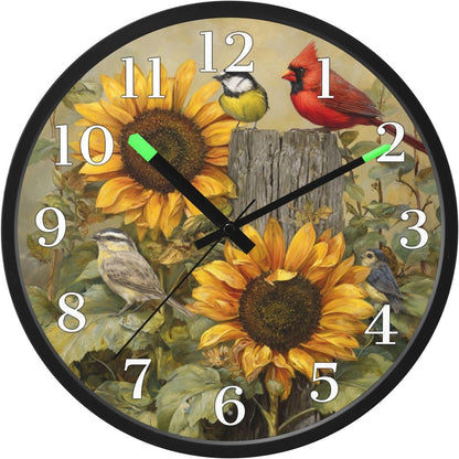 Lemon Yellow Night Light Wall Clock Light Up Luminous Non-Ticking Silent Battery Operated Clocks 12 Inch for Kitchen Home