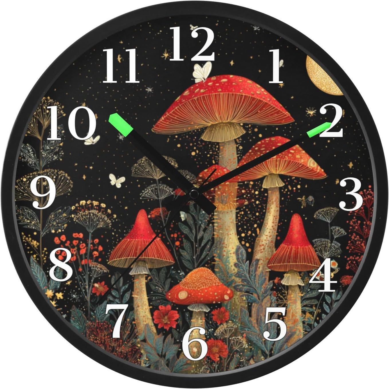 Lemon Yellow Night Light Wall Clock Light Up Luminous Non-Ticking Silent Battery Operated Clocks 12 Inch for Kitchen Home