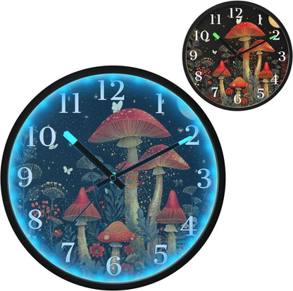 Lemon Yellow Night Light Wall Clock Light Up Luminous Non-Ticking Silent Battery Operated Clocks 12 Inch for Kitchen Home