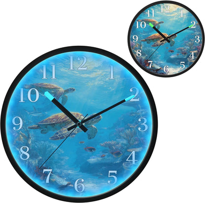 Lemon Yellow Night Light Wall Clock Light Up Luminous Non-Ticking Silent Battery Operated Clocks 12 Inch for Kitchen Home