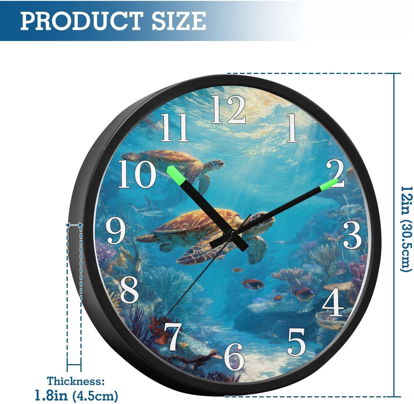 Lemon Yellow Night Light Wall Clock Light Up Luminous Non-Ticking Silent Battery Operated Clocks 12 Inch for Kitchen Home