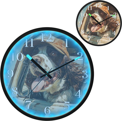 Lemon Yellow Night Light Wall Clock Light Up Luminous Non-Ticking Silent Battery Operated Clocks 12 Inch for Kitchen Home
