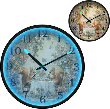 Lemon Yellow Night Light Wall Clock Light Up Luminous Non-Ticking Silent Battery Operated Clocks 12 Inch for Kitchen Home