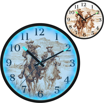 Lemon Yellow Night Light Wall Clock Light Up Luminous Non-Ticking Silent Battery Operated Clocks 12 Inch for Kitchen Home