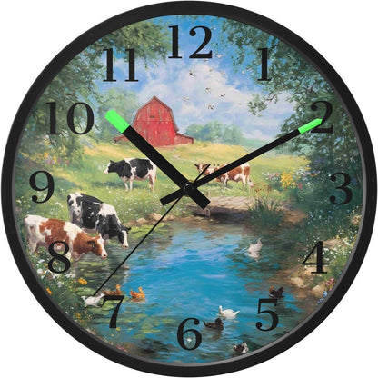 Lemon Yellow Night Light Wall Clock Light Up Luminous Non-Ticking Silent Battery Operated Clocks 12 Inch for Kitchen Home
