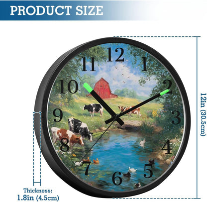 Lemon Yellow Night Light Wall Clock Light Up Luminous Non-Ticking Silent Battery Operated Clocks 12 Inch for Kitchen Home