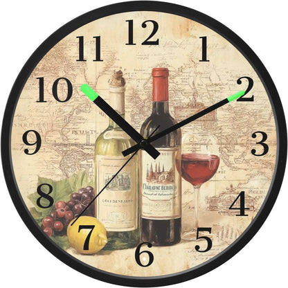 Lemon Yellow Night Light Wall Clock Light Up Luminous Non-Ticking Silent Battery Operated Clocks 12 Inch for Kitchen Home