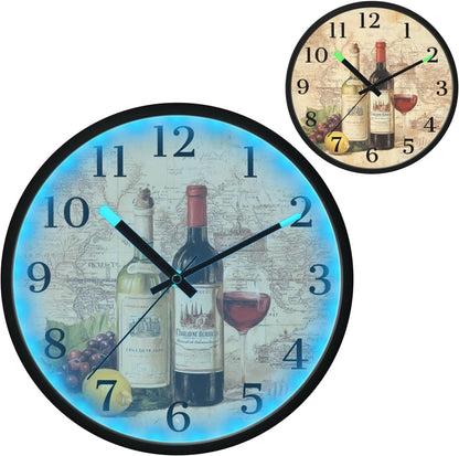 Lemon Yellow Night Light Wall Clock Light Up Luminous Non-Ticking Silent Battery Operated Clocks 12 Inch for Kitchen Home