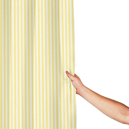Light Yellow Stripes Shower Curtain Fabric Cloth Bathroom Curtain Waterproof Shower Curtain Set with Hooks 72 X 72 Inch