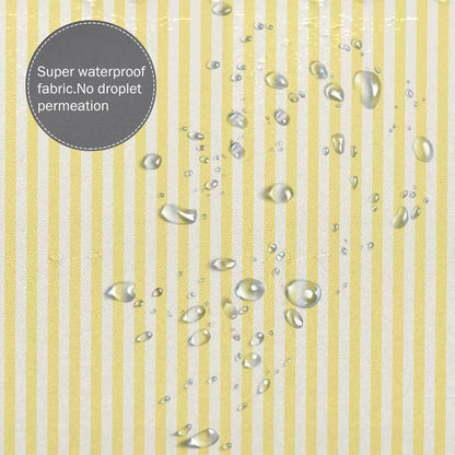 Light Yellow Stripes Shower Curtain Fabric Cloth Bathroom Curtain Waterproof Shower Curtain Set with Hooks 72 X 72 Inch