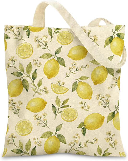 Canvas Tote Bags with Inner Pockets & Metal Snap, Womens Aesthetic Reusable Tote Bag for Vacation Travel Gym Shopping