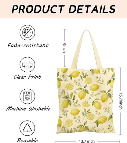 Canvas Tote Bags with Inner Pockets & Metal Snap, Womens Aesthetic Reusable Tote Bag for Vacation Travel Gym Shopping