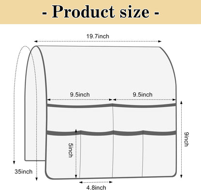 PU Leather Couch Organizer Caddy Sofa Armrest Organizer, Remote Control Holder for Recliner, Waterproof Armchair Caddy with 6 Pockets Storage for Magazine, Tablet, Phone (Earth Yellow)