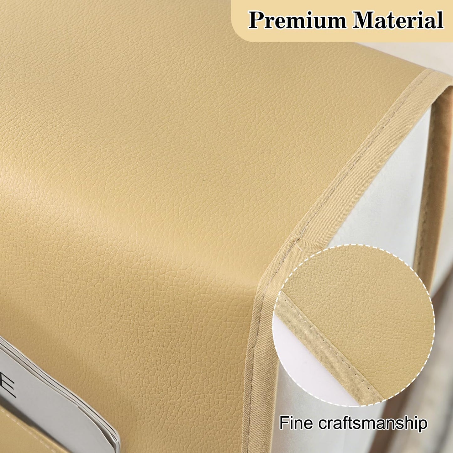 PU Leather Couch Organizer Caddy Sofa Armrest Organizer, Remote Control Holder for Recliner, Waterproof Armchair Caddy with 6 Pockets Storage for Magazine, Tablet, Phone (Earth Yellow)
