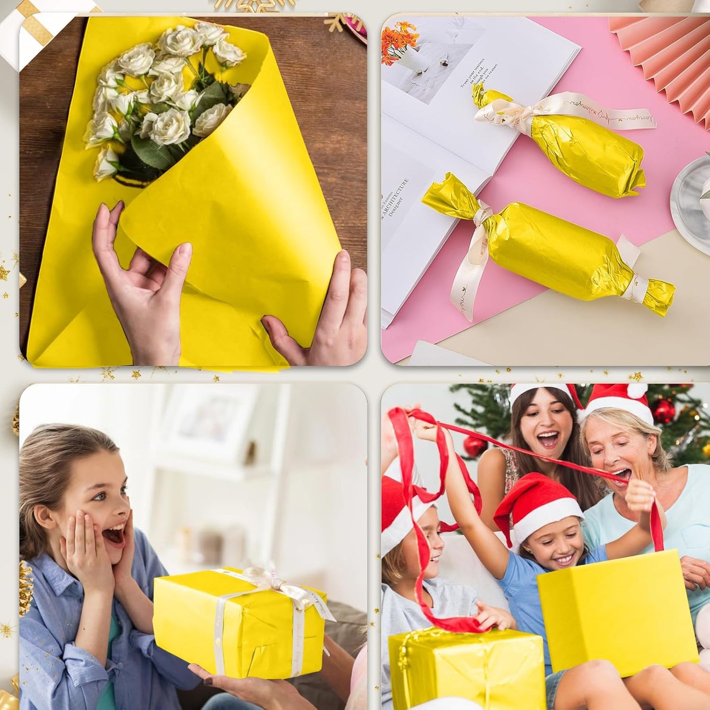 Yellow Tissue Paper for Gift Bags - 30 Sheets of Yellow Wrapping Tissue Paper Bulk for Weddings Birthday DIY Project Christmas Gift Wrapping Crafts Decor (14 x 20 Inch)