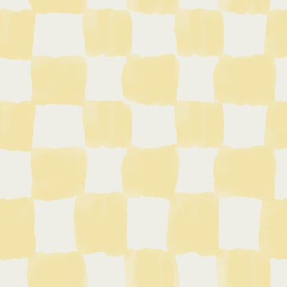 RoomMates Tess Watercolor Checker Pale Yellow Peel and Stick Wallpaper, Vinyl, 20.5-in x 18-ft