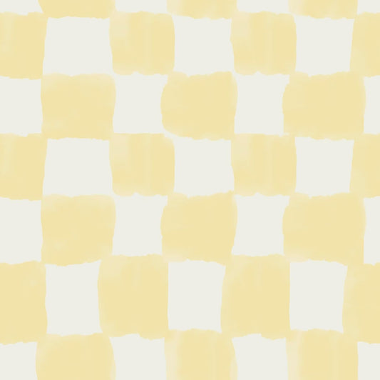 RoomMates Tess Watercolor Checker Pale Yellow Peel and Stick Wallpaper, Vinyl, 20.5-in x 18-ft