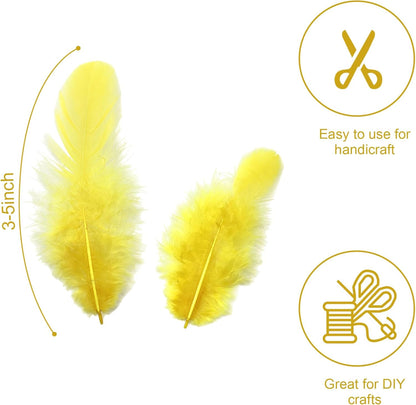 500pcs-Yellow Rooster Feathers 3-5inch Bulk Feathers for Crafts DIY Dream Catcher Supplies（500pcs）