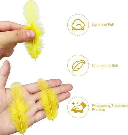 500pcs-Yellow Rooster Feathers 3-5inch Bulk Feathers for Crafts DIY Dream Catcher Supplies（500pcs）