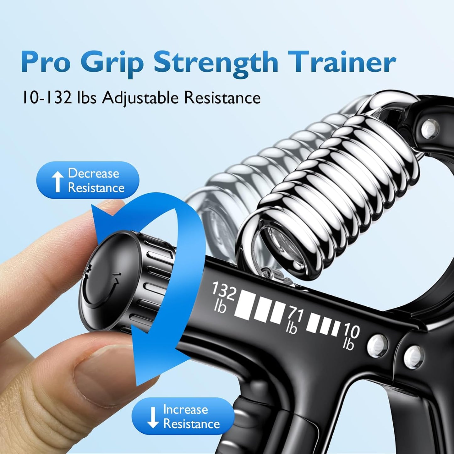 Grip Strengthener Forearm Strengthener, Adjustable Hand Grip Strengthener for Strength Training & Rehabilitation, 10-132 lbs Resistance, Ideal for Athletes and Physical Therapy (1 Piece)