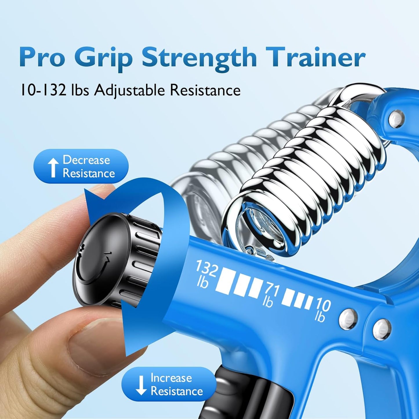 Grip Strengthener Forearm Strengthener, Adjustable Hand Grip Strengthener for Strength Training & Rehabilitation, 10-132 lbs Resistance, Ideal for Athletes and Physical Therapy (1 Piece)
