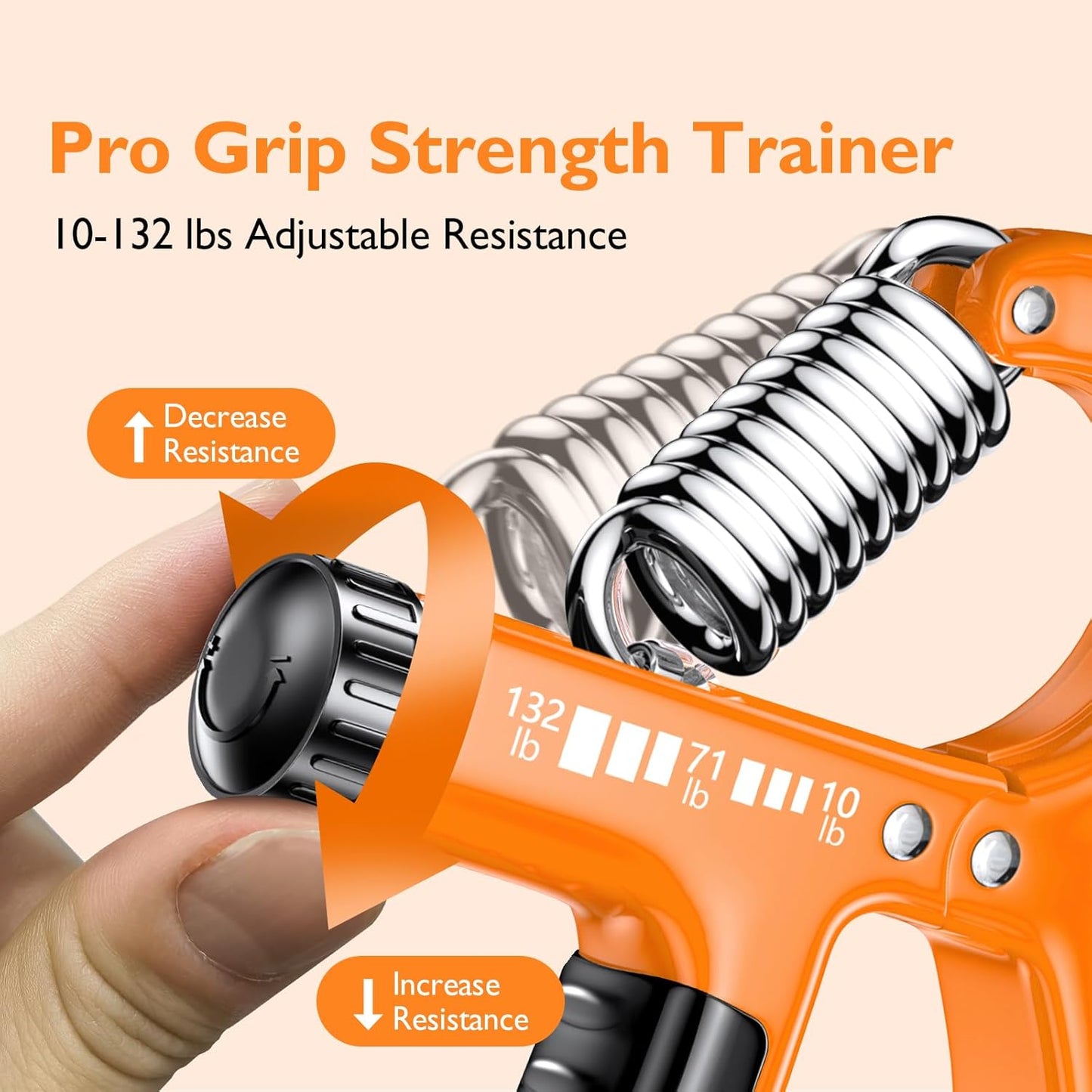 Grip Strengthener Forearm Strengthener, Adjustable Hand Grip Strengthener for Strength Training & Rehabilitation, 10-132 lbs Resistance, Ideal for Athletes and Physical Therapy (1 Piece)