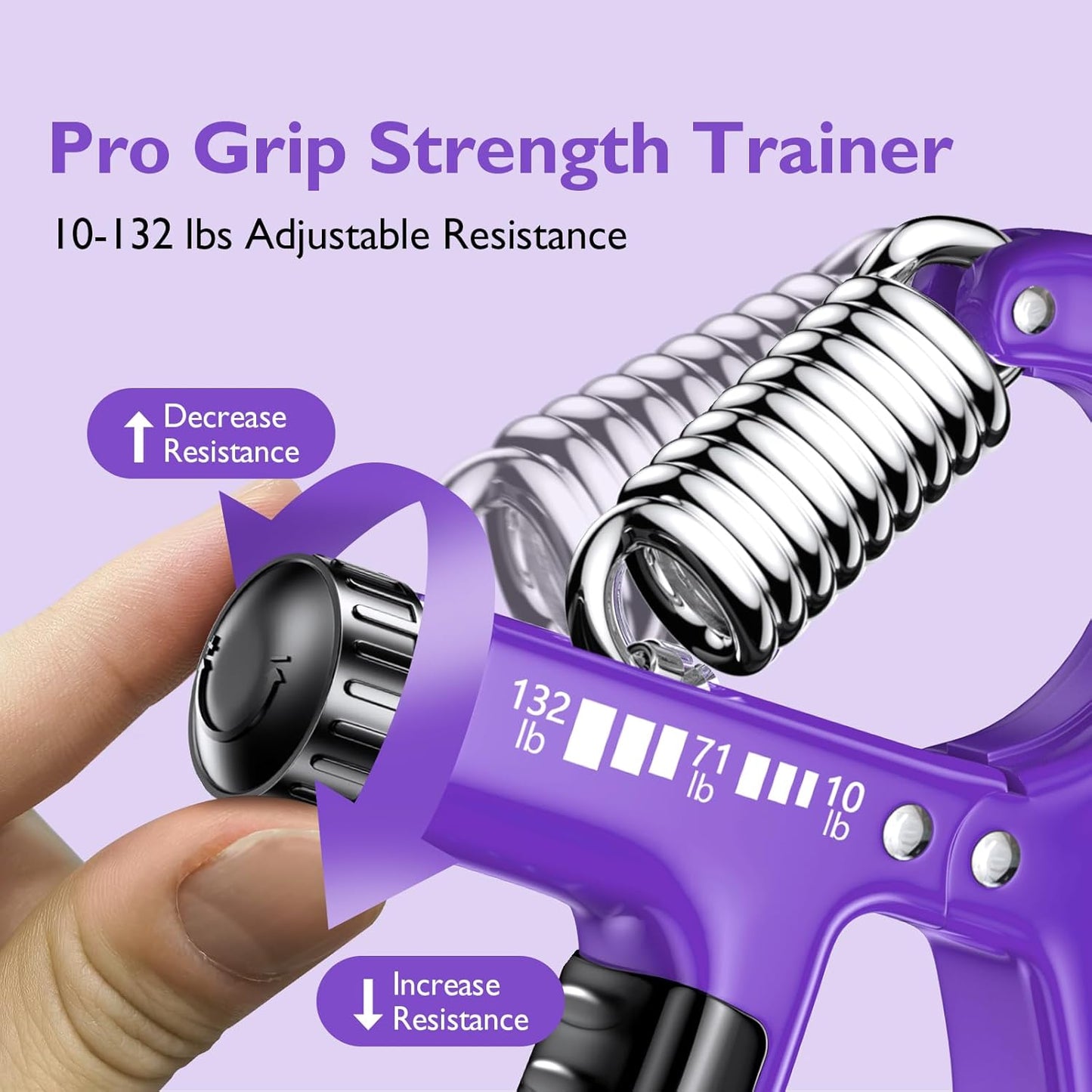 Grip Strengthener Forearm Strengthener, Adjustable Hand Grip Strengthener for Strength Training & Rehabilitation, 10-132 lbs Resistance, Ideal for Athletes and Physical Therapy (1 Piece)
