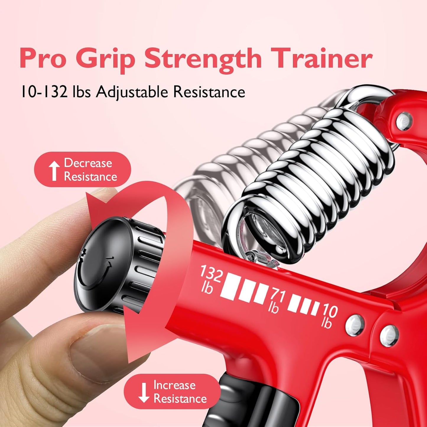 Grip Strengthener Forearm Strengthener, Adjustable Hand Grip Strengthener for Strength Training & Rehabilitation, 10-132 lbs Resistance, Ideal for Athletes and Physical Therapy (1 Piece)