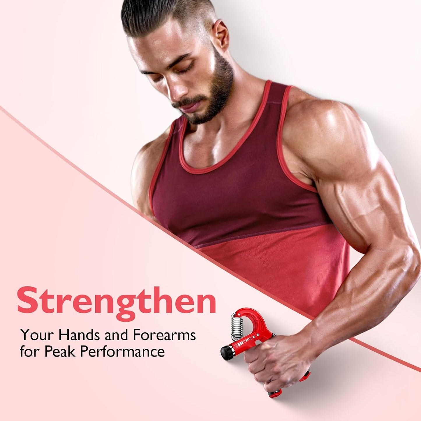 Grip Strengthener Forearm Strengthener, Adjustable Hand Grip Strengthener for Strength Training & Rehabilitation, 10-132 lbs Resistance, Ideal for Athletes and Physical Therapy (1 Piece)