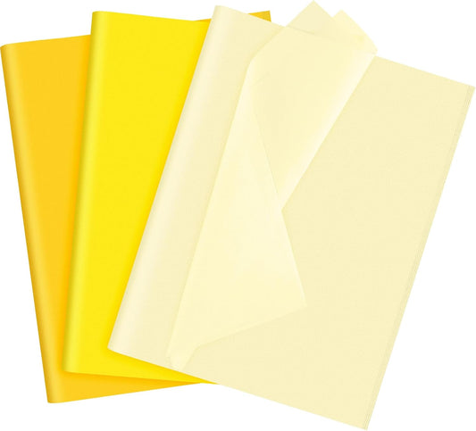 Assorted Yellow Tissue Paper Set 60 Sheets Gift Wrap Paper Art Paper Crafts 3 Yellow Colors for Sunflower Theme Party Decorations DIY Wedding Fall Thanksgiving Holiday Gift Packing