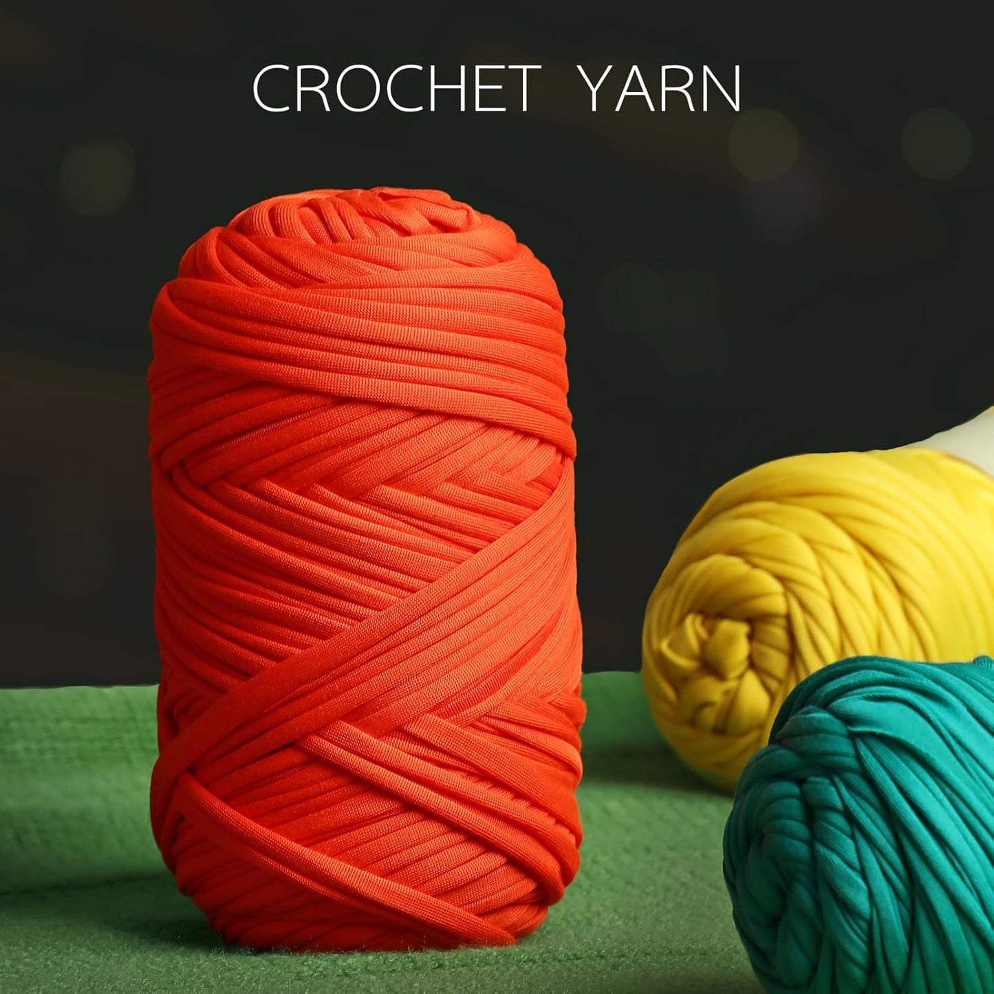 2 Pack T-Shirt Crochet Yarn for DIY Knitting Crochet Cloth Blanket Bag Dolls - 400g Chunky Thick Yarn for Crocheting with Polyester-Spandex Blend Elastic Fabric (Yellow)