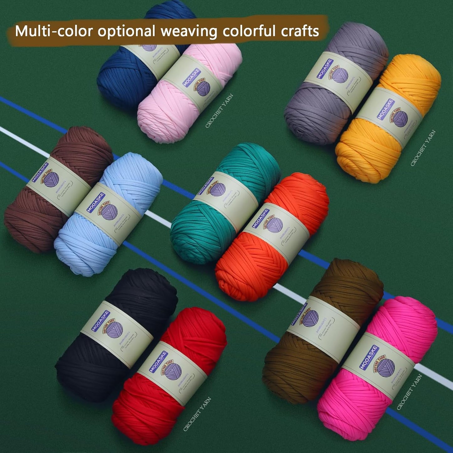 2 Pack T-Shirt Crochet Yarn for DIY Knitting Crochet Cloth Blanket Bag Dolls - 400g Chunky Thick Yarn for Crocheting with Polyester-Spandex Blend Elastic Fabric (Yellow)