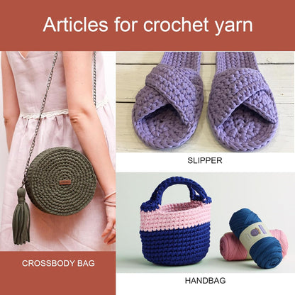 2 Pack T-Shirt Crochet Yarn for DIY Knitting Crochet Cloth Blanket Bag Dolls - 400g Chunky Thick Yarn for Crocheting with Polyester-Spandex Blend Elastic Fabric (Yellow)