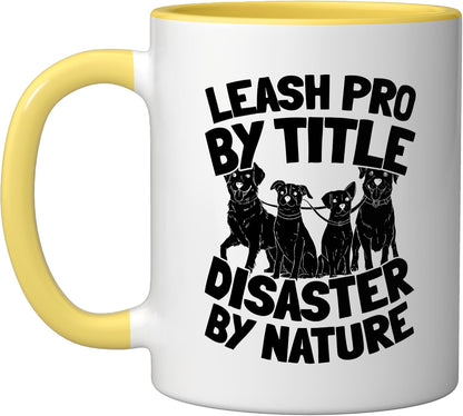 Exercise - Walking Pet Care Dog Walker Ceramic Mug, Yellow/White