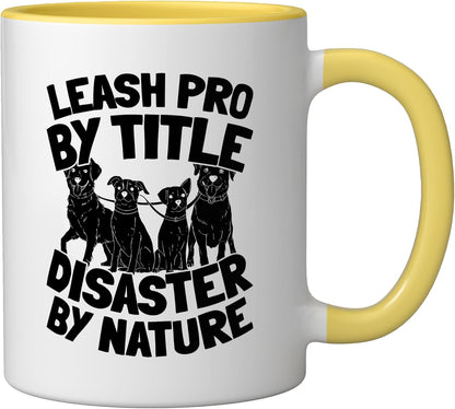 Exercise - Walking Pet Care Dog Walker Ceramic Mug, Yellow/White