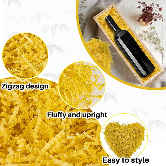Yellow Crinkle Paper Filler - Shredded Paper, Gift Basket & Box Wrap | Confetti Stuffing for Christmas, Halloween, Thanksgiving, Valentine's Day, Easter, Mother's Day, Wedding, Birthday,5oz