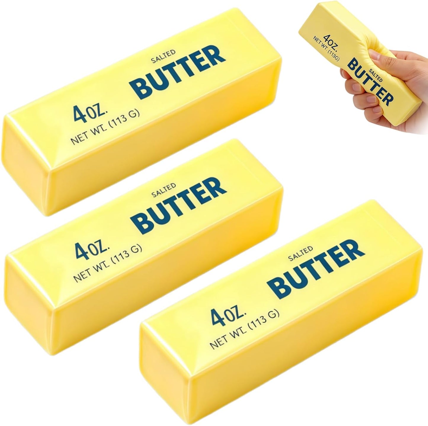 Butter Squishy Toys, Slow Rising Squishy Butter Stick Like Squishy Dumplings, Squeeze Toys for Anxiety Relief Party Favors (3 Pcs, Yellow)