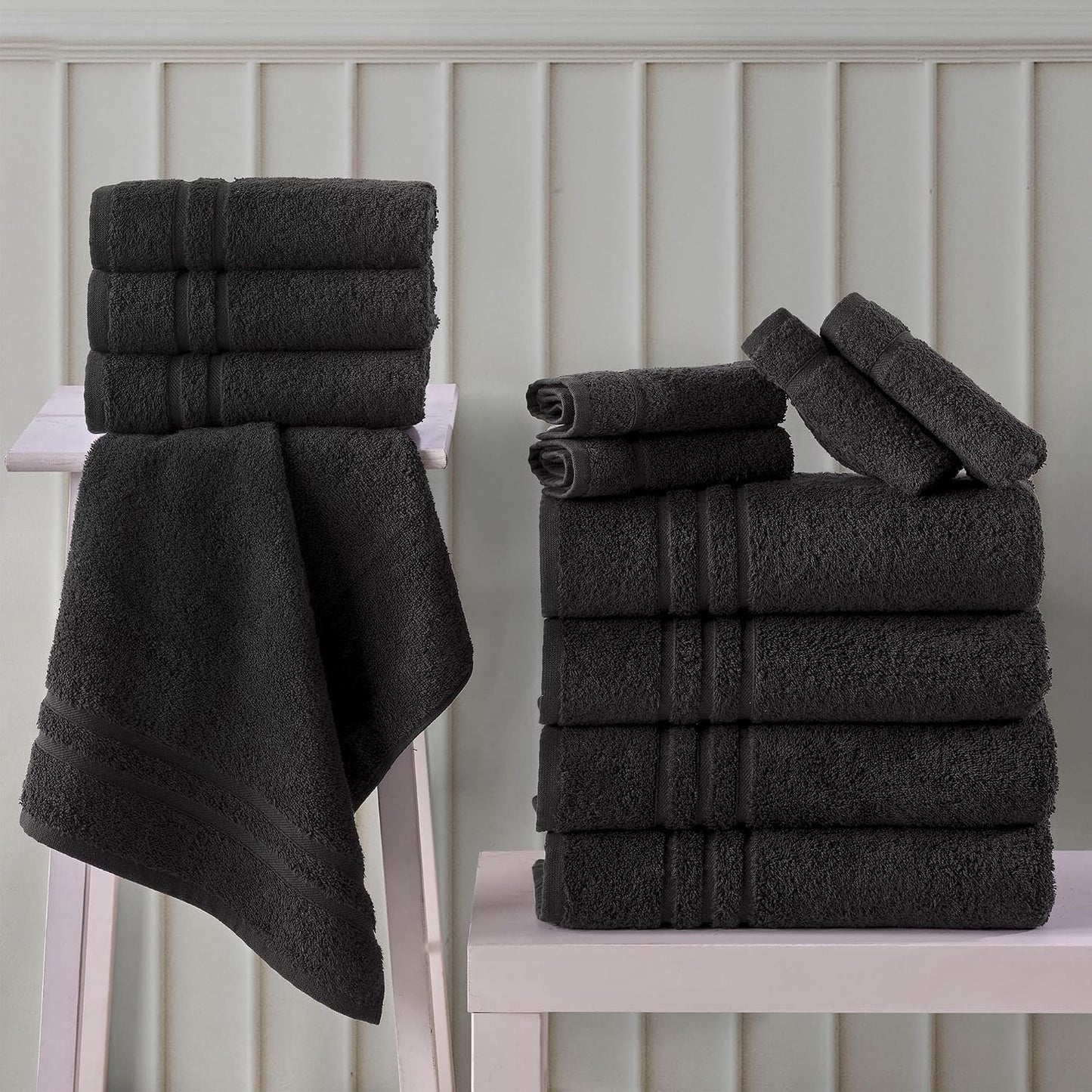 Washcloth Linen Set Premium Original Turkish Cotton, Hotel Quality for Maximum Softness & Absorbency for Face, Hand, Kitchen & Cleaning (Yellow, Washcloth Set)