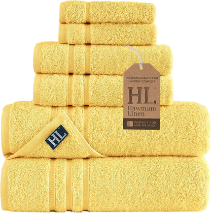 Washcloth Linen Set Premium Original Turkish Cotton, Hotel Quality for Maximum Softness & Absorbency for Face, Hand, Kitchen & Cleaning (Yellow, Washcloth Set)