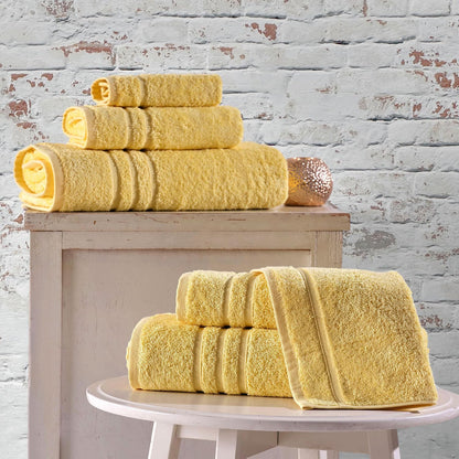 Washcloth Linen Set Premium Original Turkish Cotton, Hotel Quality for Maximum Softness & Absorbency for Face, Hand, Kitchen & Cleaning (Yellow, Washcloth Set)