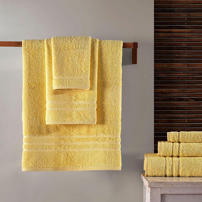 Washcloth Linen Set Premium Original Turkish Cotton, Hotel Quality for Maximum Softness & Absorbency for Face, Hand, Kitchen & Cleaning (Yellow, Washcloth Set)