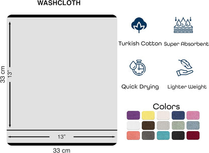 Washcloth Linen Set Premium Original Turkish Cotton, Hotel Quality for Maximum Softness & Absorbency for Face, Hand, Kitchen & Cleaning (Yellow, Washcloth Set)