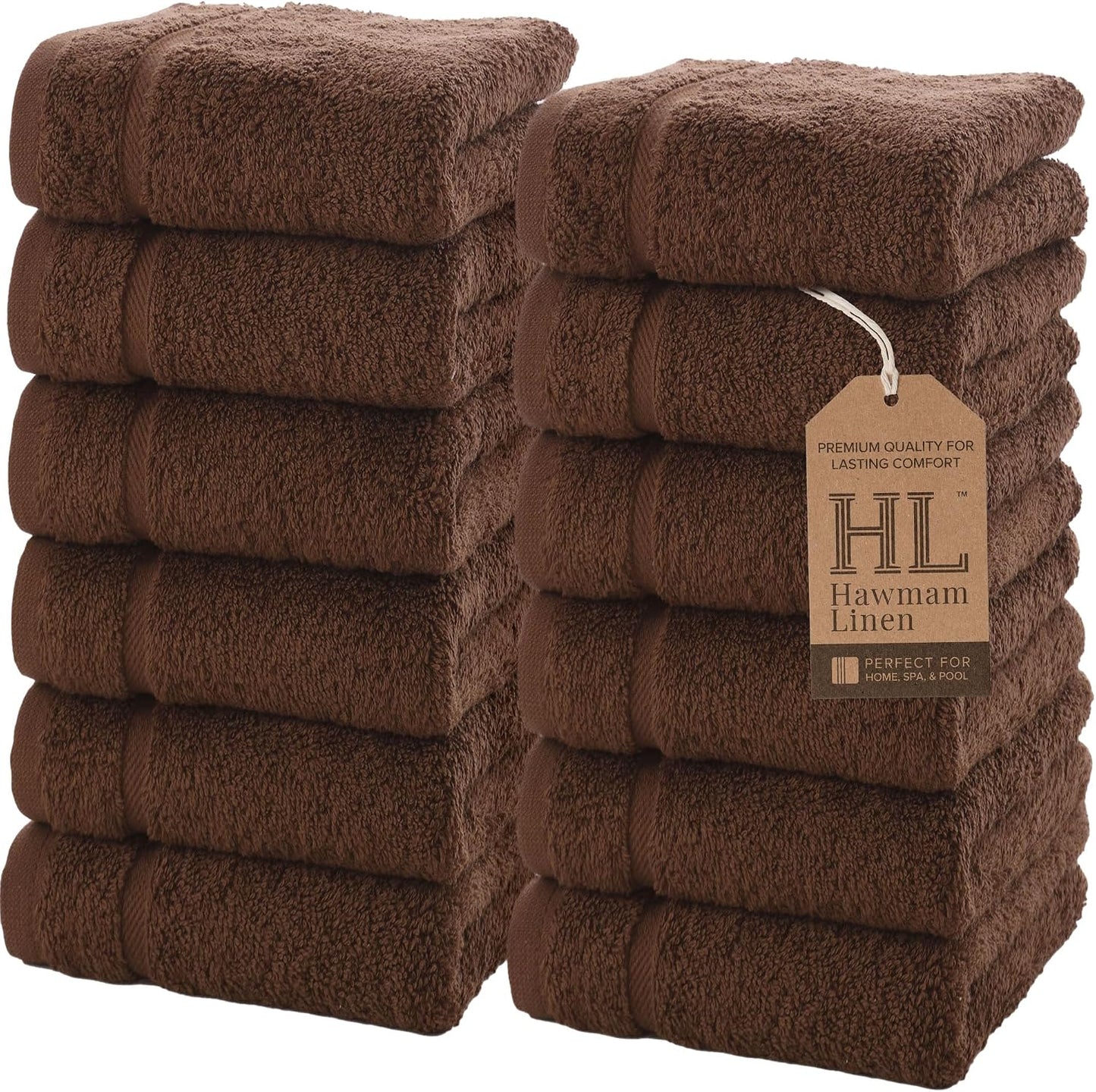 Washcloth Linen Set Premium Original Turkish Cotton, Hotel Quality for Maximum Softness & Absorbency for Face, Hand, Kitchen & Cleaning (Yellow, Washcloth Set)