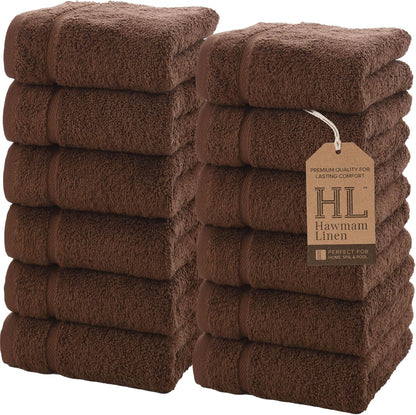 Washcloth Linen Set Premium Original Turkish Cotton, Hotel Quality for Maximum Softness & Absorbency for Face, Hand, Kitchen & Cleaning (Yellow, Washcloth Set)