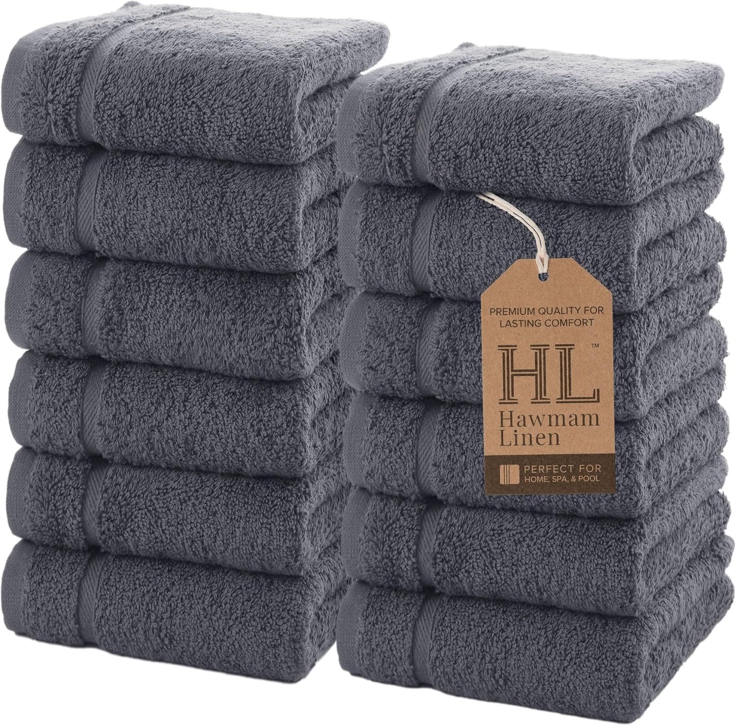 Washcloth Linen Set Premium Original Turkish Cotton, Hotel Quality for Maximum Softness & Absorbency for Face, Hand, Kitchen & Cleaning (Yellow, Washcloth Set)