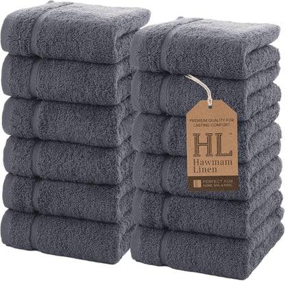 Washcloth Linen Set Premium Original Turkish Cotton, Hotel Quality for Maximum Softness & Absorbency for Face, Hand, Kitchen & Cleaning (Yellow, Washcloth Set)