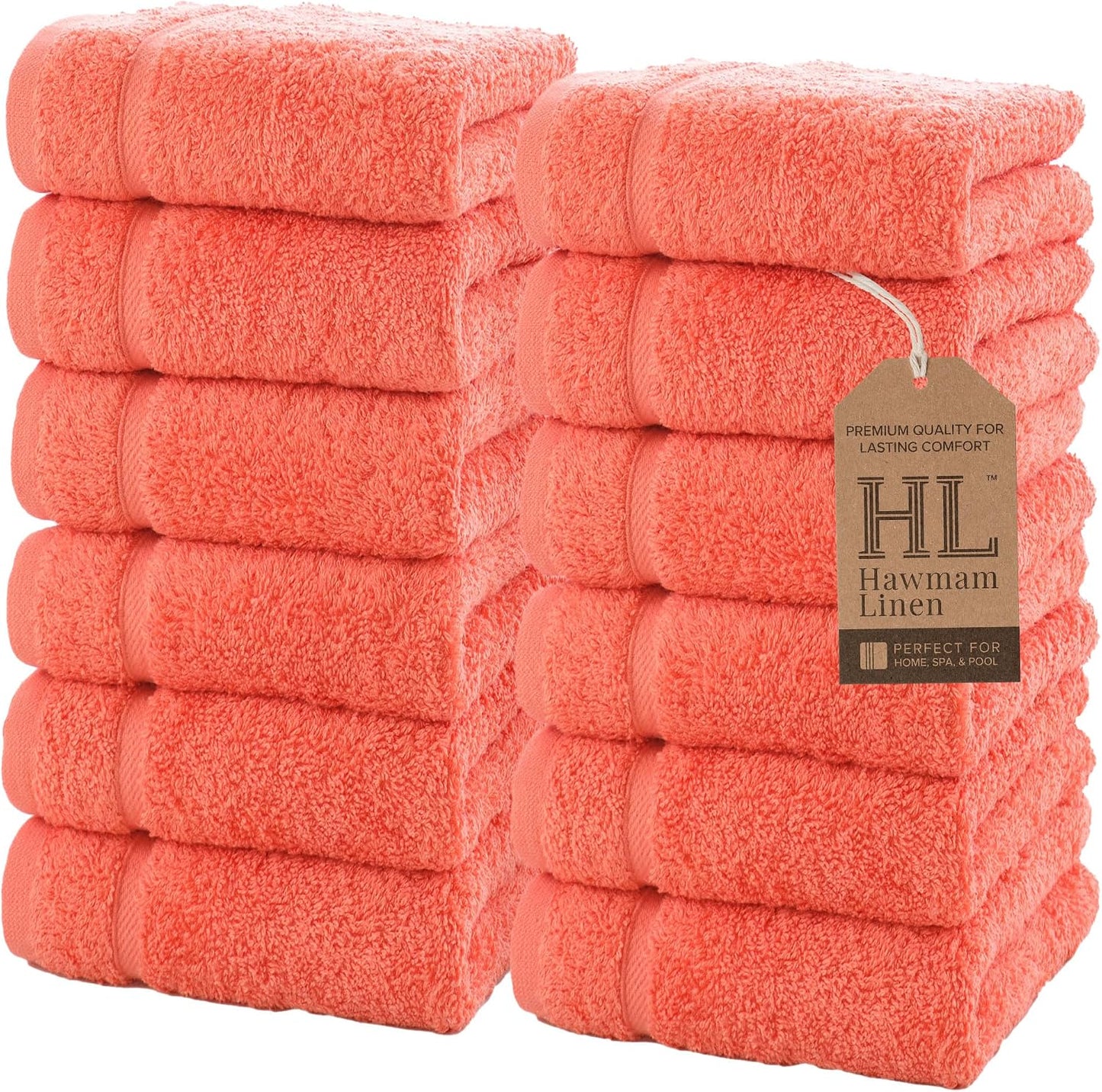 Washcloth Linen Set Premium Original Turkish Cotton, Hotel Quality for Maximum Softness & Absorbency for Face, Hand, Kitchen & Cleaning (Yellow, Washcloth Set)